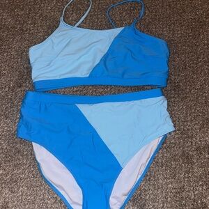 Two-Tone Blue Women's Swim Set